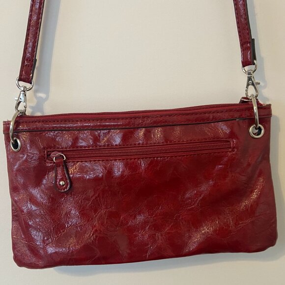 Nicole by Nicole Miller Shiny Red Cross Body Bag - Picture 14 of 16